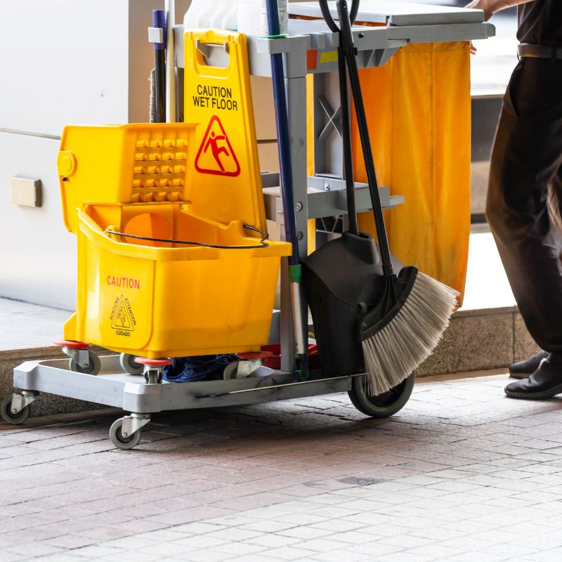 Commercial janitorial team cleaning a modern office in Seattle