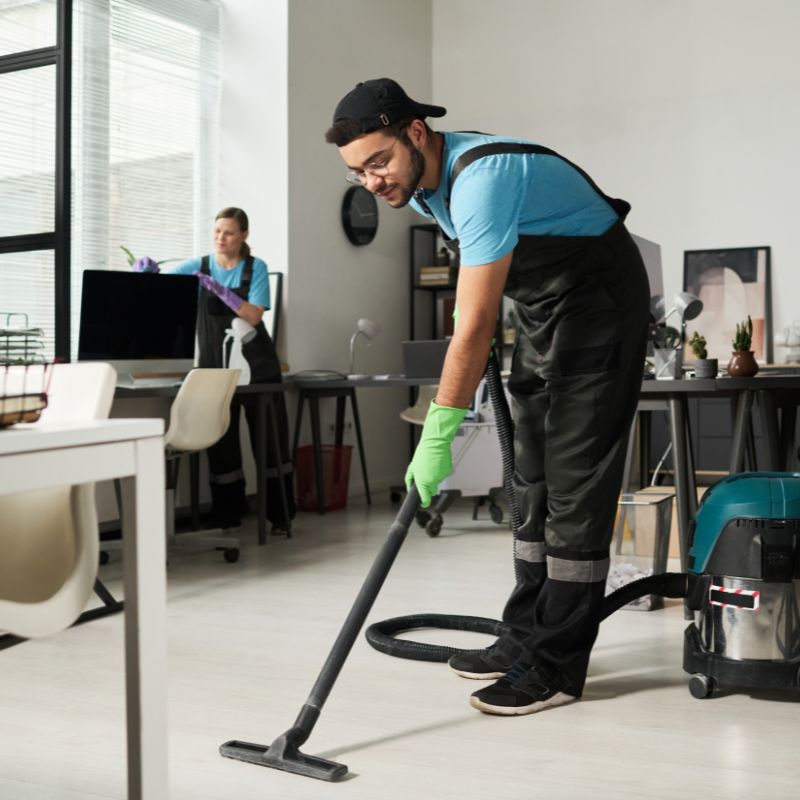 Office cleaning services including dusting, vacuuming, and sanitization in Seattle